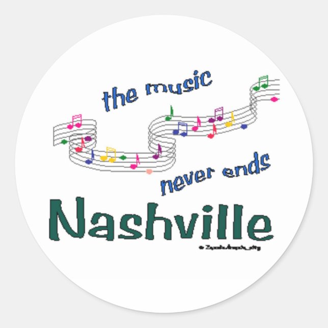 Pegatina Redonda Notas musicales de Nashville (Anverso)