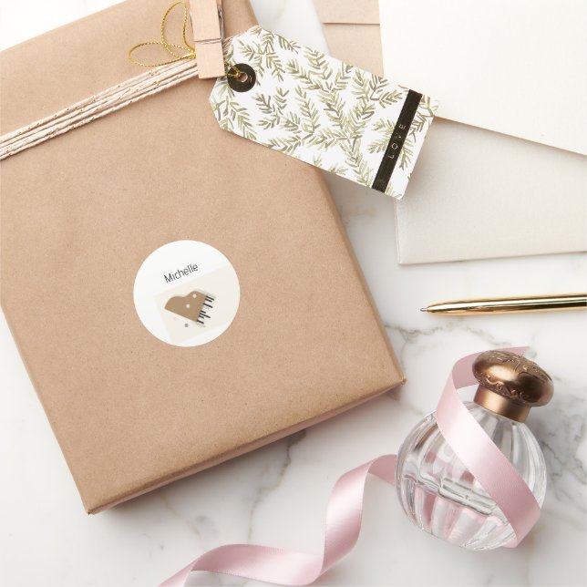 Pegatina Redonda Notas musicales y claves de piano negro y oro (Regalar)