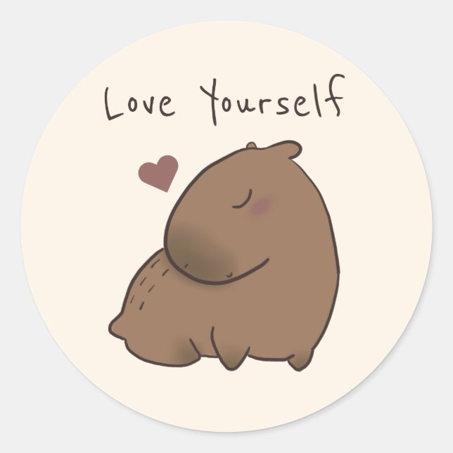 Pegatina Redonda Notas posteadas de cute capybara (Anverso)