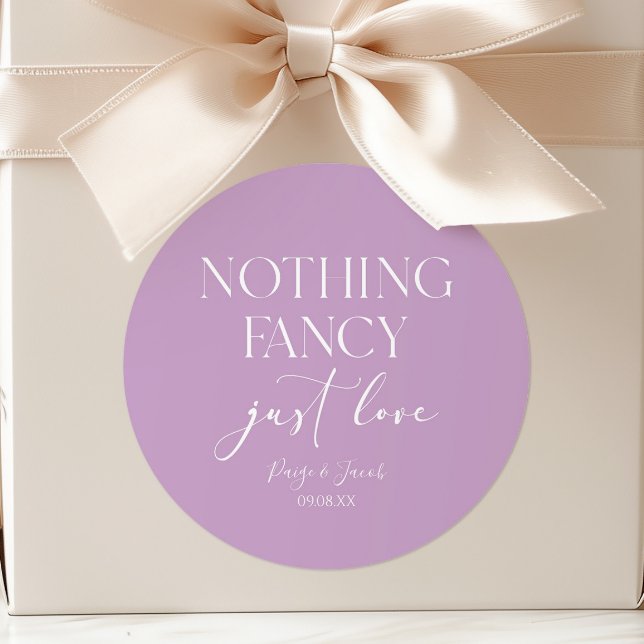 Pegatina Redonda Nothing Fancy Just Love Minimalist Casual Wedding (Subido por el creador)