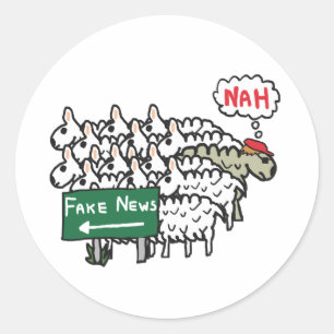Pegatina Redonda Noticias antifalsas