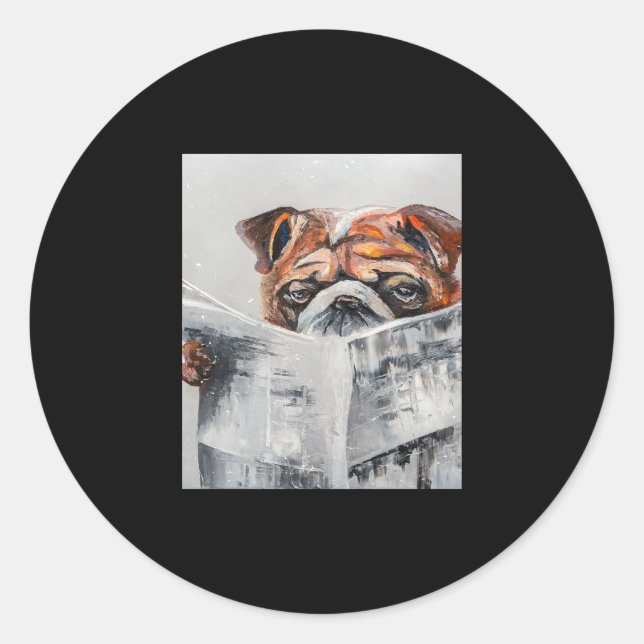Pegatina Redonda Noticias de bulldog (Anverso)