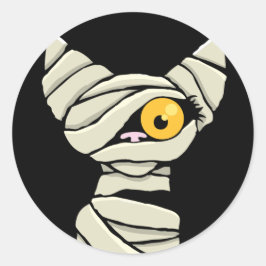 Pegatina Redonda Novedad de Halloween con gato personalizado Mummy