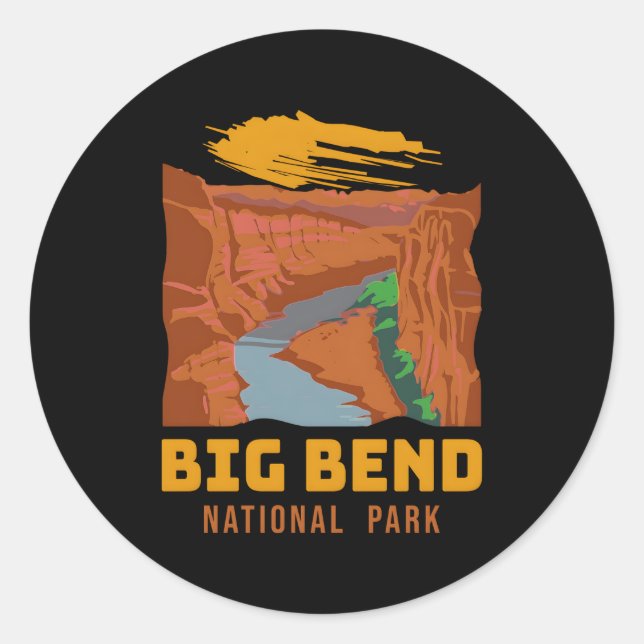Pegatina Redonda Novedad del Parque Nacional Big Bend (Anverso)