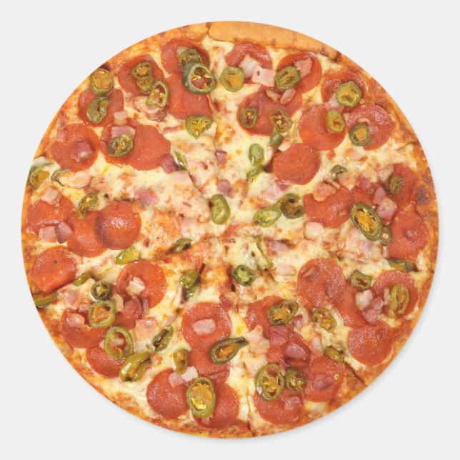 Pegatina Redonda Novedad divertida Guay Comida Pizza Cocina Temátic (Anverso)