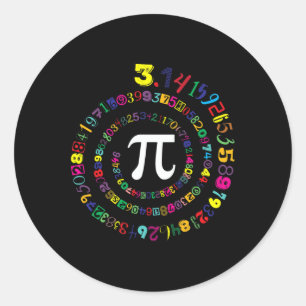 Pegatina Redonda Novedad Espiral De Pi Para Niños Maestros Del Día 