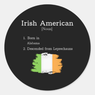 Pegatina Redonda Novedad irlandesa norteamericana de Alabama