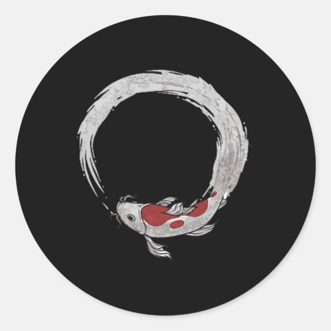 Pegatina Redonda Novedad japonesa de pesca de carpa Koi japonesa vi (Anverso)