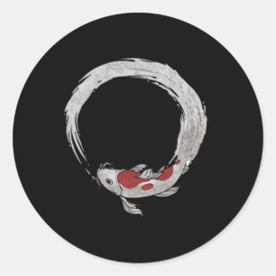 Pegatina Redonda Novedad japonesa de pesca de carpa Koi japonesa vi