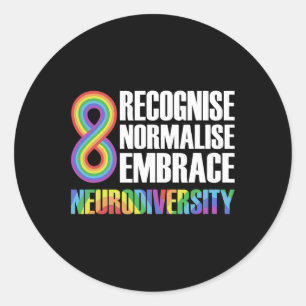 Pegatina Redonda Novedad Neurodiversidad Rainbow Infinity Autism Aw