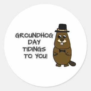 Pegatina Redonda ¡Novedades de Groundhog Day!