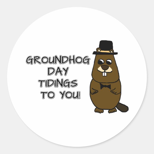 Pegatina Redonda ¡Novedades de Groundhog Day! (Anverso)