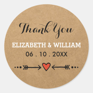 Pegatina Redonda Novedades rosadas y flechas Bodas rusas gracias