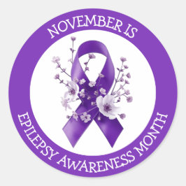 Pegatina Redonda November is Epilepsy Awareness Month