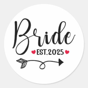 Pegatina Redonda Novia 2025 Boda Matando A La Sra. Est 2025 Casada