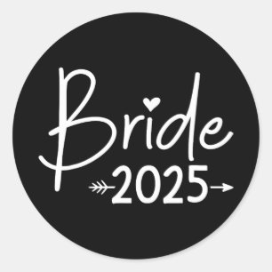 Pegatina Redonda Novia 2025 Para Boda O Bachillerato