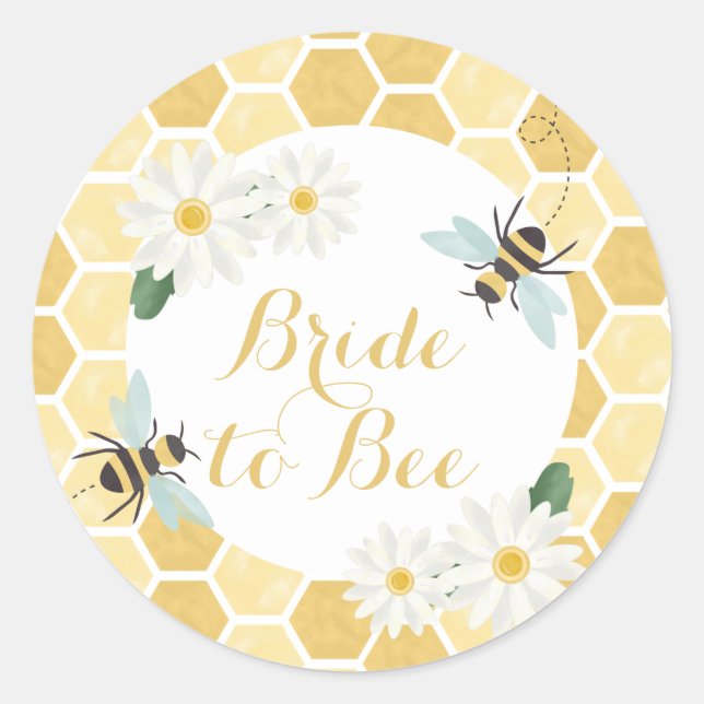 Pegatina Redonda Novia a Abeja Despedida de Soltera (Anverso)