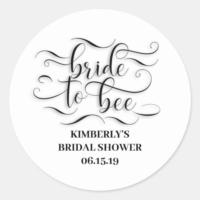 Pegatina Redonda Novia A Bee Bridal Shower (Anverso)