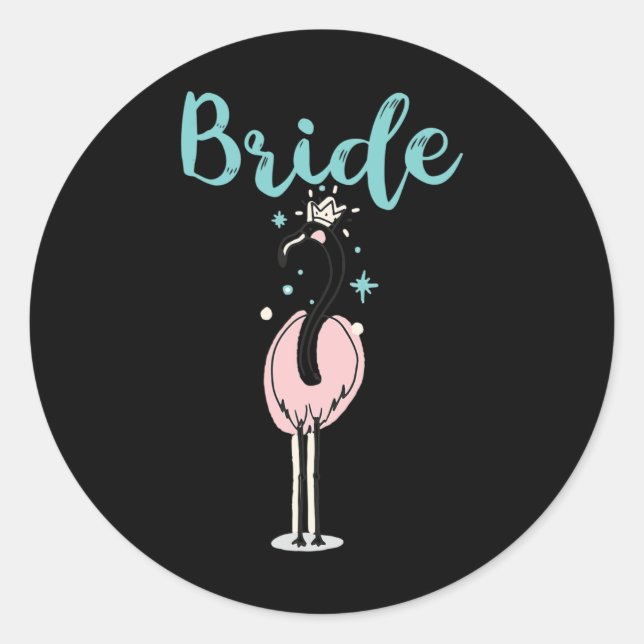 Pegatina Redonda Novia - Cute Flamingo Bachelorette Bridal Party We (Anverso)