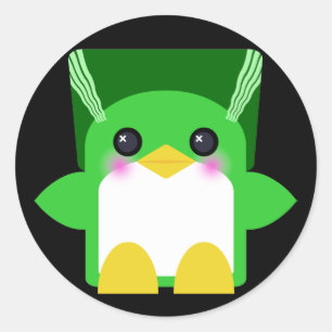 Pegatina Redonda Novia de Frankenstein Pingüino Kawaii