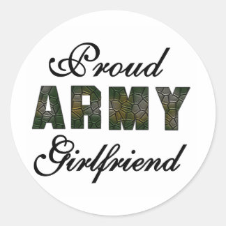 Pegatina Redonda Novia del ejército orgulloso