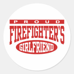 Pegatina Redonda Novia del orgulloso bombero