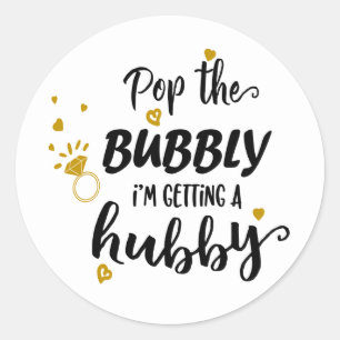 Pegatina Redonda Novia Divertida Sra Boda Bridal Shower Compromiso