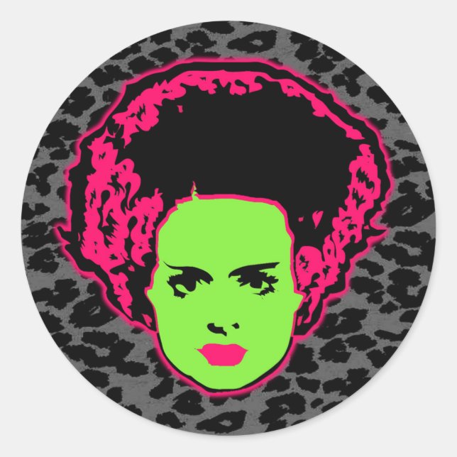 Pegatina Redonda Novia eléctrica (Anverso)