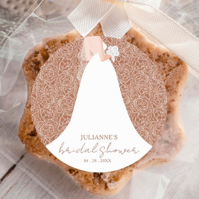 Pegatina Redonda Novia en Boda vestida con la ducha de novia Terrac (Subido por el creador)