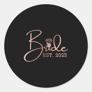 Pegatina Redonda Novia Est 2025 Sra. Bachelorette Party Boda Brid