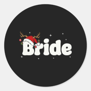 Pegatina Redonda Novia Groom Santa Parejas Navidades Trajes Navidad