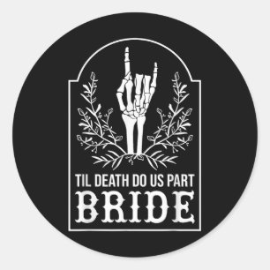 Pegatina Redonda Novia Groom Skeleton Parejas Coincidiendo Boda