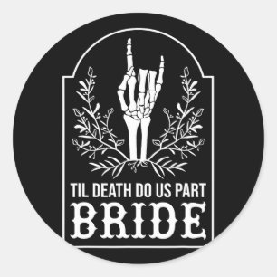 Pegatina Redonda Novia Groom Skeleton Parejas Coincidiendo Boda