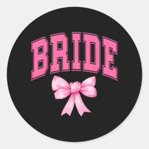 Pegatina Redonda Novia Noviaria Coquette Bow Boda Bachelorette