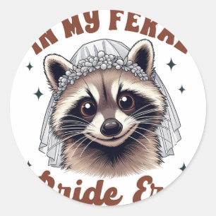 Pegatina Redonda Novia Para Ser Bachelorette Racoon Novia En Mi Fer