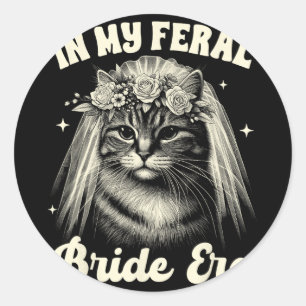 Pegatina Redonda Novia Para Ser Gato Madre Gato Boda De Novias En M