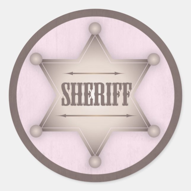 Pegatina Redonda Novia Sheriff Badge Western Baby Shower (Anverso)