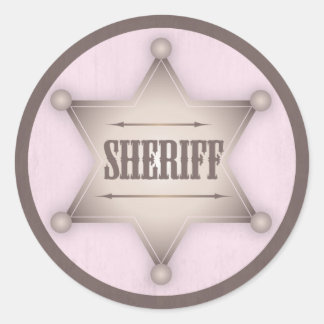 Pegatina Redonda Novia Sheriff Badge Western Baby Shower
