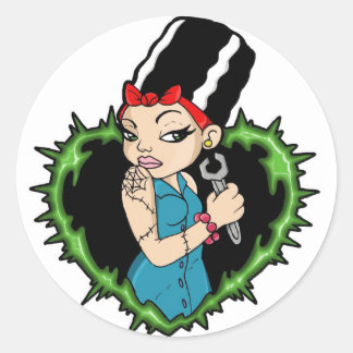 Pegatina Redonda Novia trabajadora