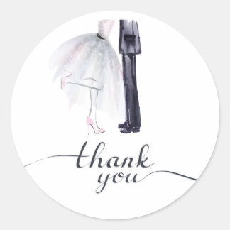 Pegatina Redonda Novia y baile Groom "Gracias pegatina"