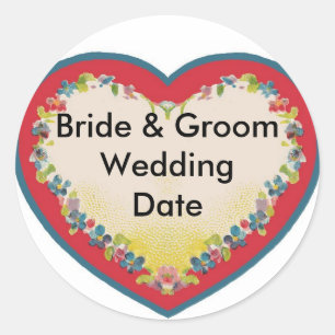 Pegatina Redonda Novia y Groom
