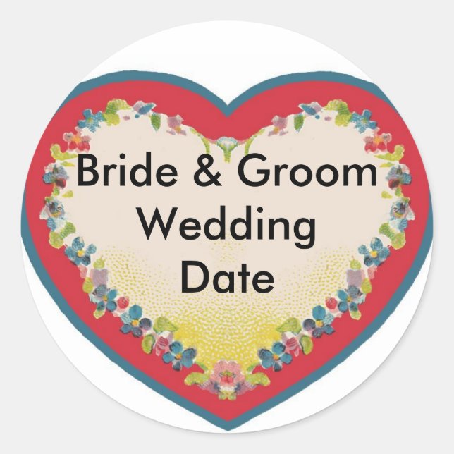 Pegatina Redonda Novia y Groom (Anverso)