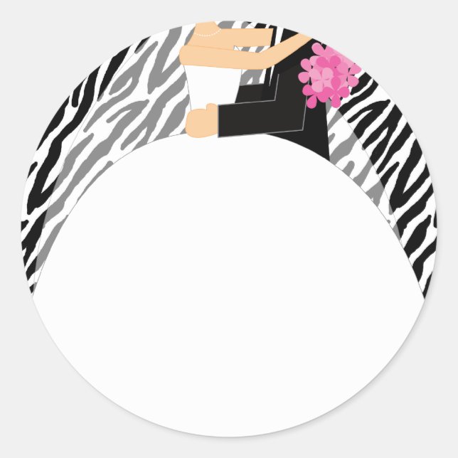 Pegatina Redonda Novia y Groom (Anverso)