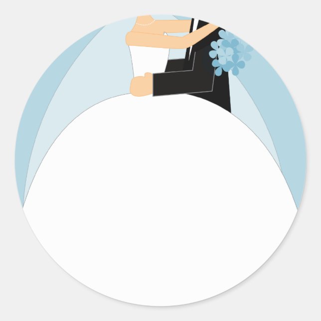 Pegatina Redonda Novia y Groom (Anverso)