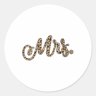 Pegatina Redonda Novias mujeres novias Sra. Leopard Print Boda Matc