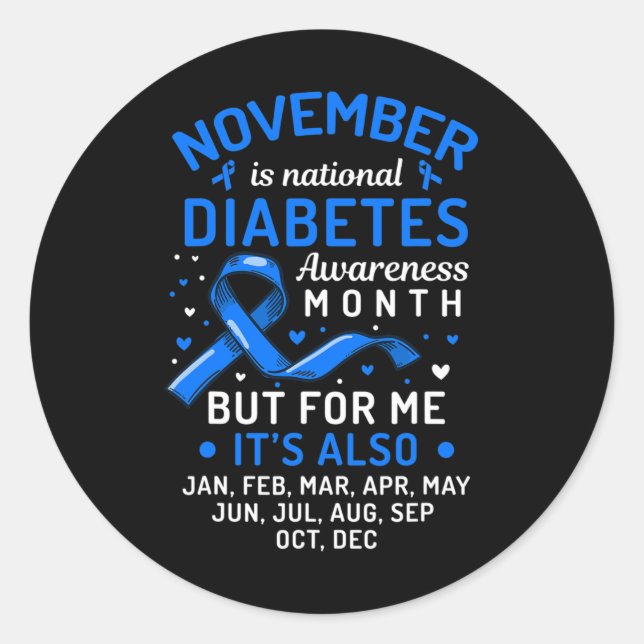 Pegatina Redonda Noviembre es mes de concientización nacional sobre (Anverso)