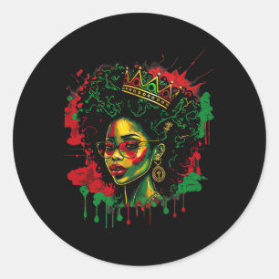 Pegatina Redonda Noviembre Reina Negra Afro Melanin Mujer Negra Hol