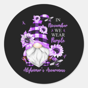Pegatina Redonda Noviembre Vivimos Gnomes Púrpura Alzheimerheimer A