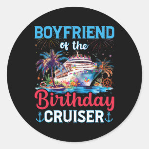 Pegatina Redonda Novio Del Crucero De Cumpleaños Divertido Cumpleañ