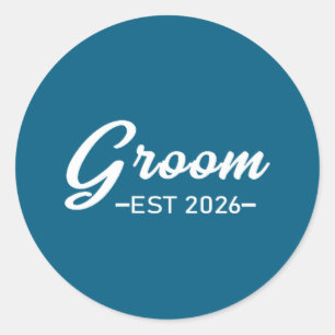 Pegatina Redonda Novio est 2026 señor esposo casado fiesta de bodas